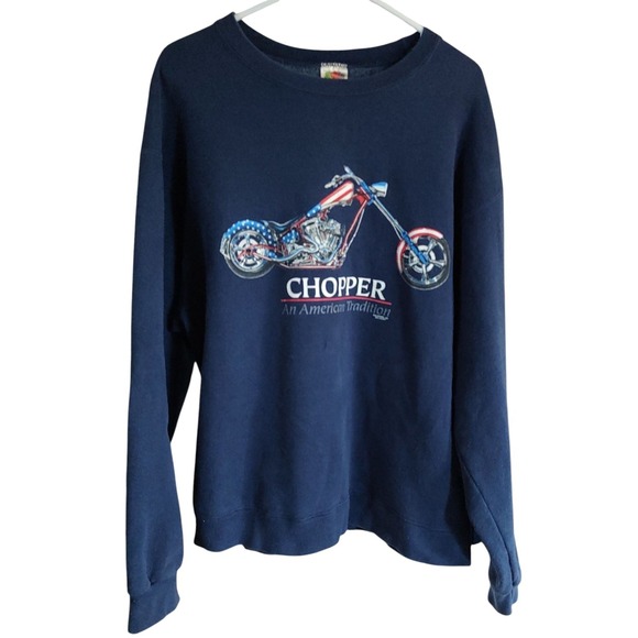 Vintage Motorcycle Choppers Crew Neck Sweatshirt An American Tradition Large SEE - Picture 1 of 9